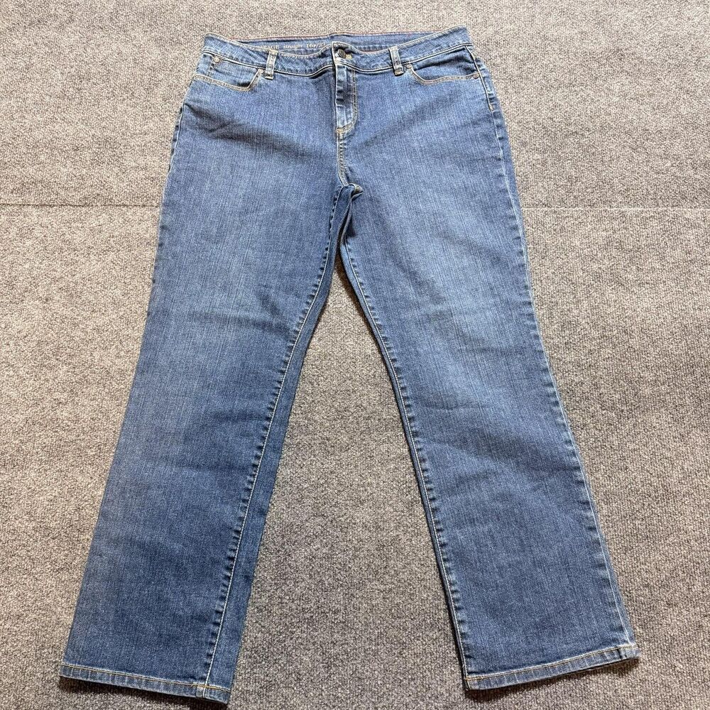 Talbots Jeans Womens 16P Blue Heritage Straight High Rise Stretch Denim